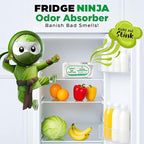 Fridge Ninja Fridge Deodorizer (4 Pack) - More Effective Than Baking Soda - Natural and Unscented Activated Charcoal Refrigerator Deodorizer and Odor Eliminator for Freezers, Coolers, and Lunch Boxes
