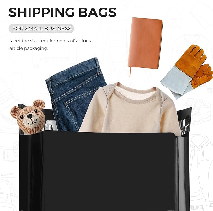 METRONIC Large Poly Mailers 24x24" 300PC Black, Strong Adhensive Shipping Bags for Clothing, Waterproof Packaging Bags, Bulk Shipping Envelopes for Small Business, Mailers Poly Bags Mailing Envelope