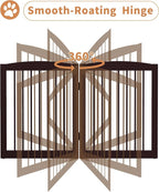 Freestanding Pet Gates with Walk Through Door, Dog Indoor Fence, Dog Gate for The House, Doorway, Stairs, Extra Wide Pet Gate, Support Feet Included, 120 Inch Wide, 6 Panels 24" Tall, Brown