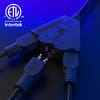 Outdoor Extension Cord 75 FT with 3 Outlets, 3 Prong 90 Degree Angled Plug, 12/3 Heavy Duty 12 Gauge Power Cable, 12AWG, SJTW, 15A, 125V, 1875W, ETL Listed, Black Wire, with Free Carrying Strap+Ties