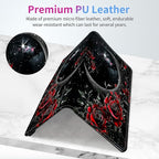 Car Registration and Insurance Holder,Leather Insurance License and Registration Card Holder for Car Glove Box, Auto Truck Document Holder Organizer for Men Women-Moon with Red Rose Flower