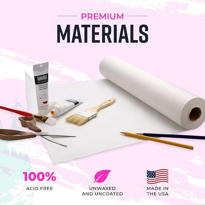 Bryco Goods White Kraft Paper Roll - 36” x 100’ (1200”) - Made in USA - Banner Paper for Painting, Easel Use, Bulletin Boards, Wall Décor, Gift Wrapping, and Children's Projects