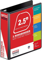 3 Ring Binder, 2.5" D-Ring, Holds 8.5" x 11" Pages, Heavy Duty Clear View Cover, Durable Spine (3.2"), Presentation Binder with Pockets – Black