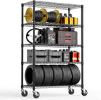 5-Shelf Storage Shelves,Wire Shelving Heavy Duty Metal Storage Shelving Unit Adjustable Garage Shelving Rack Pantry Kitchen (Black, 5 Tier,17.7" D x 47.2" W x 76.7" H)