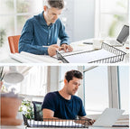 Hicarer 2 Pcs Metal Paper Tray 11 x 17 Inch Iron Wire Grid Desk File Document Letter Tray 11 x 17 Paper Desk Organizer Wide Entry Basket for Office Home (Black)