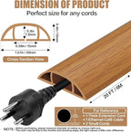 Floor Cord Cover Self Adhesive Cord Hider,20FT Cable Management, Extension Strip Protector for Wires, Prevent Cable Trips for Offices, Gyms, Exhibitions Cavity:0.51"(W) x 0.3"(H) Brown Wood