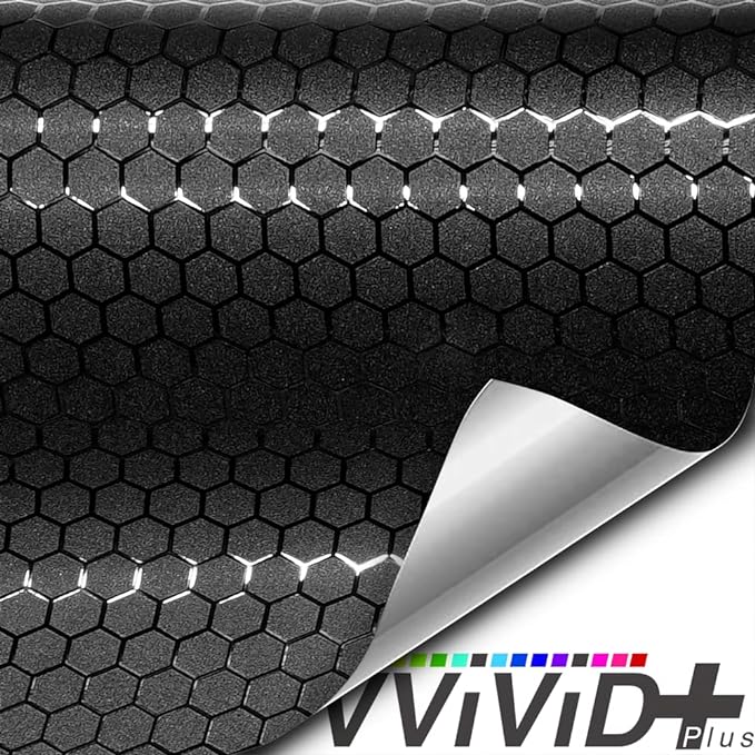 VViViD+ Honeycomb Matte Black Medium Pattern Car Wrap Vinyl (1.5ft x 5ft)