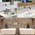 Faittoo Employees Must Wash Hands Before Returning to Work Sign, (4 Pack) Rust Free Brushed Aluminum Sign with Symbols, Self-adhesive, for Restaurant, Salons, Hotel, Rest Stops, Public Restrooms