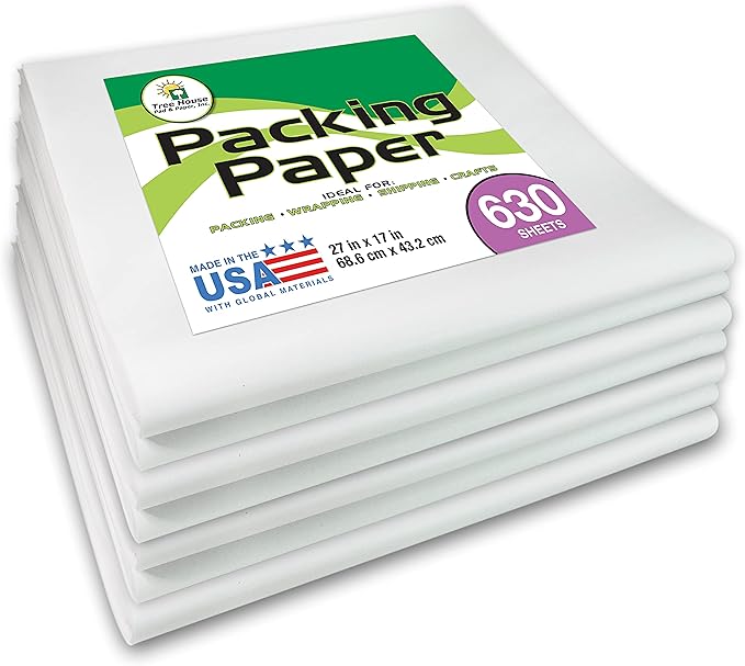 Packing Paper Sheets for Moving - 630 Sheets of Newsprint Paper - Must Have in Your Moving Supplies - 27" x 17" - Made in USA