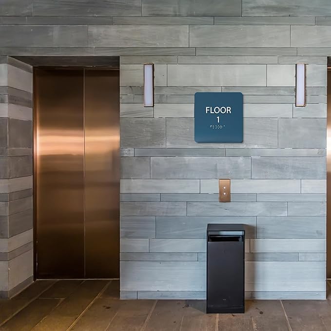 Clean Grey ADA Floor 1 Sign with Braille – Made from Durable Acrylic and Ready to Mount