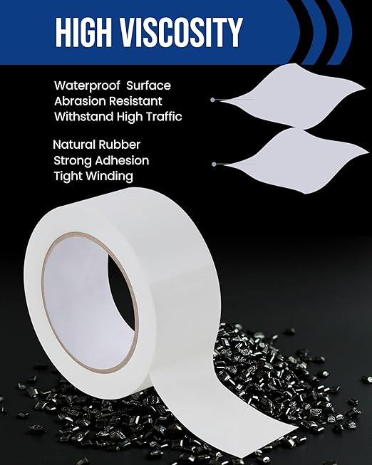 Lichamp 12 Rolls Vinyl Tape, Premium Safety Marking and Traffic Floor Marking Tape, Social Distancing, 2 Inch x 36 Yards per Roll, 432 Total Yards, White