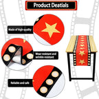 2 Pcs 13 x 72 Inch Movie Night Table Runner with Gold Star Design - Red Carpet Decoration for Birthday Party Supplies（red）