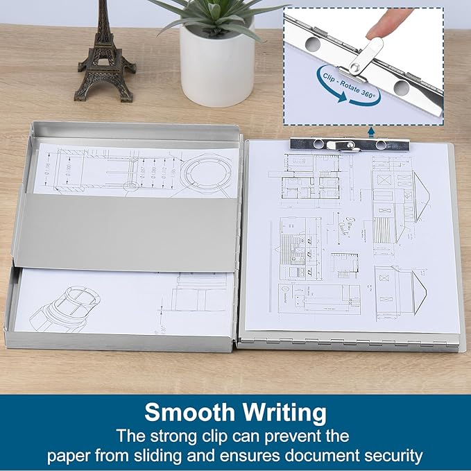 ZCZN Aluminum Clipboard with Storage and Clip Recycled, 4 Pack Clipboard Folders, Sturdy Letter Size Recycle Metal Form Holder for Business Office Medical Professionals, Letter Size (Silver)