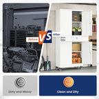 Yizosh Metal Garage Storage Cabinet with Locking Doors and Adjustable Shelves, 73" Rolling Tool Storage Cabinet with 4 Wheels and 1 Drawer for Garage,Warehouse