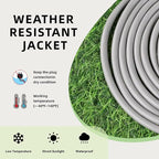 EP 15 Ft Outdoor Extension Cord, 12/3 SJTW Heavy Duty Extension Cable with 3 Prong Grounded Plug, 15 AMP Power Cord for Lawn, Garden, Appliances, Gray
