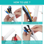 6.6ft - 2/3 inch White Cable Sleeve, Cable Organizer for Desk PC TV Computer, Wire Protector Cable Wrap Cover, Cord Management for Home Office
