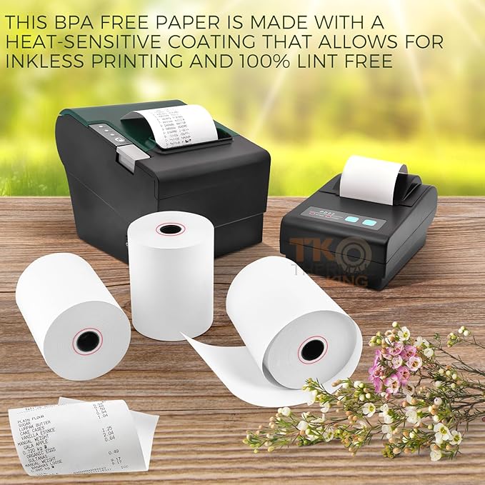 (30 Rolls) 3 1/8" x 190' Thermal Paper, POS Receipt Paper for Retail Business Cash Register, Fits Most Credit Card Terminal