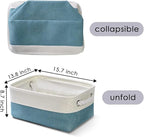 TheWarmHome Storage Bins for Shelves - Small 6 Pack 11.8x7.8x5.2 inch Sturdy Storage Basket W/Handles, Decorative Foldable Storage Baskets for Organizing Closet Nursery Toy(White & Green)
