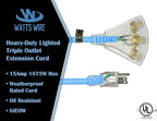 25 ft Extreme Cold Outdoor Extension Cord Waterproof - 12 Gauge Heavy Duty Extension Cord 25 ft - Lighted Outdoor Extension Cords with Multiple Outlets Oil-Resistant Flexible Cord - Watts Wire