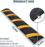 3 Pack 6FT Speed Bumps for Road, Heavy Duty 25,000 Lbs Capacity Traffic Rubber Speed Humps with 2 Channel Floor Cord Cover for Asphalt Concrete Gravel Cable Protector Ramp
