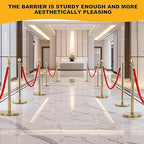 8 PCS Stainless Steel Stanchion Post,5Ft Red Velvet Rope, Hollow Base and Velvet Ropes Safety Barriers Set, Poles Crowd Control Barriers for Red Carpet Themed Decoration (8)