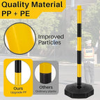 Konohan 2 Sets 34 Inch Parking Cone Delineators Post Traffic Cone Plastic Stanchion Set Stands Parking Barrier with Base 6.6 ft Chain S Hooks Reflective Collar (Yellow,Black)