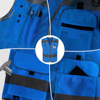 TCCFCCT Mesh Hi Vis Vest 9 Pockets High Visibility Reflective Safety Vest for Men Women, Safety Construction Vest with Reflective Strips, Meets ANSI/ISEA Standards, (Blue, Medium)