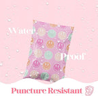 14.5x19 Designer Poly Mailer 100 Pack Heavy Duty Waterproof Self Seal Shipping Bags for Small Business Large Mailing Envelopes Bulk Tear Resistant Cute Packaging Smiley Face