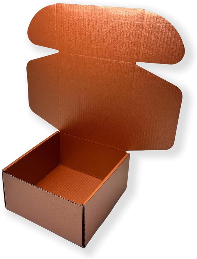10 Pcs 9.8 x 9.8 x 4 inches Large Size Corrugated Cardboard Gift Boxes Recyclable Shipping Boxes for Mailing & Holidays, Wedding, Birthday, Gifts Packaging (Copper, 9.8 x 9.8 x 4")