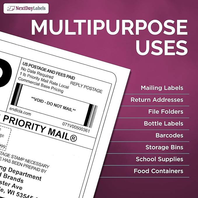 NextDayLabels - Full Page Labels 8.5 x 11 - White Shipping Labels - 8.5 x 11 Label Paper for Printer - Large Blank Matte Sticker Printer Paper - Laser/Inkjet Printer Labels (1 Per Sheet, 1000 Labels)