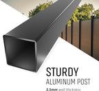 Black Panel & Post Aluminum Privacy Fence Kit – (2) 4"x4"x9' Matte Black Dig & Set Posts with Caps, (1) 72" W x 46" H Fence Panel, (100) Screws
