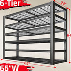 65" Wide Heavy Duty Garage Shelving Units, 6-Tier Deep Storage Shelves,Black Metal Garage Shelves,Steel Shelf,Large Storage Rack,Industrial Shelving for Shop, 65" W x 24" D x84 H,2 Pack