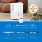 hOmeLabs Dehumidifier for Home, Office, Basements with Powerful Moisture Removal, Humidity Control, Auto Shut-off, Quiet Operation - 7,500 Sq Ft Wi-Fi with Pump (50 Pint MAX 120 Pint at 95°F, 90% RH)