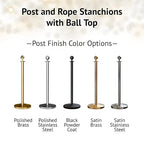 Montour Line Cline Post and Rope Stanchion Set - Elegant Black Design with Sloped Base and Ball Top - Includes (2) Posts