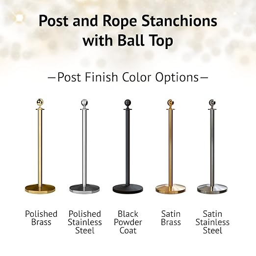 Montour Line Cline Post and Rope Stanchion, Sloped Base, (Polished Stainless Steel Post, Ball Top)
