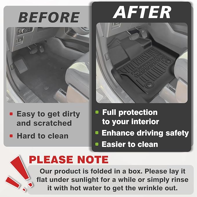 TripleAliners Floor Mats All Weather Liner Compatible with 2015-2025 Ford F150 & Lightning SuperCrew Cab Accessories Front and Rear 2-Row Truck Floor Liners TPE (Not Fit Fold Flat Storage)