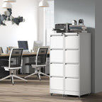 4 Drawer File Cabinet with Wheels,Metal Mobile Filing Cabinets with Lock,White Rolling File Cabinet for Home Office,Heavy Duty Storage Cabinet for A4/Letter/Legal Size File,Assembly Required