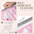 Metronic Christmas Poly Mailers 14.5x19" 50 Pack, Pink Christmas Tree Large Shipping Bags for Clothes, Cute Snowflake Shipping Envelopes Mailers Poly Bags with Self Seal for Small Business