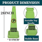 BESEA Reserved Parking Cone 6 Pack, 28" No Parking Sign Cone with Weighted Base, Green 4-Sided “ Reserved Parking” Warning Cone for Driveways Business Parking Lots Garages Indoor/Outdoor