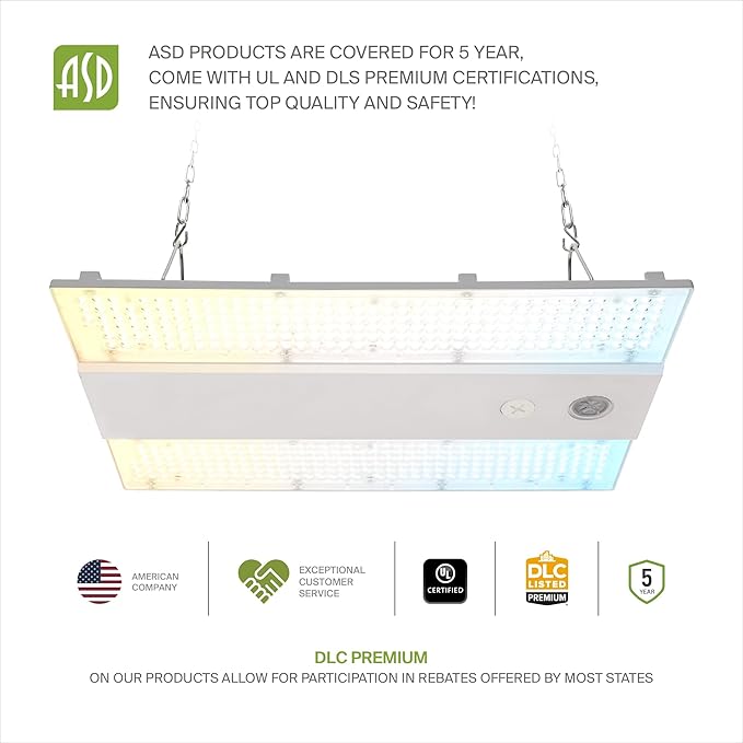 ASD LED Linear High Bay Light Fixture, Commercial Shop Lighting | 3CCT, Dimmable, Power Adjustable, DLC Premium, UL Listed | 100W 16000LM 3500-5000K 100-277V | Warehouse, Garage, Workshop Lamp | White