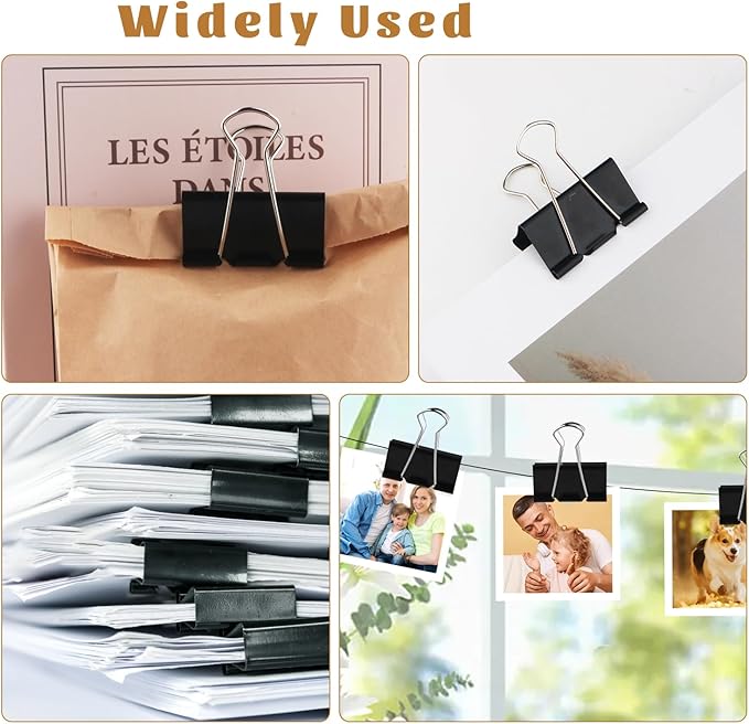 Large Heavy Duty Clips 2 Inch Black Extra Large Paper Clips Big Size Paper Clamps Metal Clips for Binder Clips Office and Home Supplies - 72 Pcs