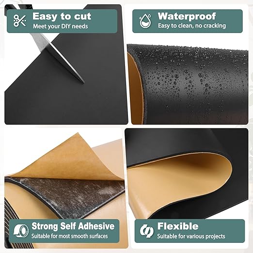 FONUNO Foam Padding Sheets with Adhesive Foam Insulation Neoprene Sheets Closed Cell Insulation Neoprene Rubber Roll for Gaskets Liner Crafts DIY Projects, Black, 12" Wide x 118" Long x 1/2" Thick