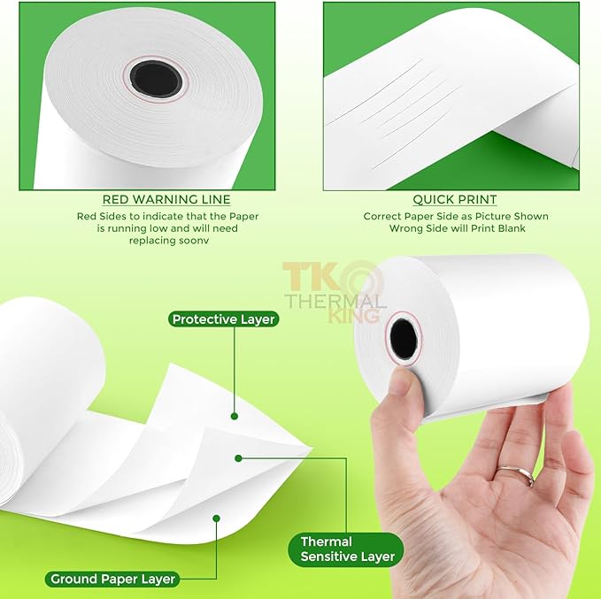 (10 Rolls) 3 1/8" x 190' Thermal Paper, POS Receipt Paper for Retail Business Cash Register, Fits Most Credit Card Terminal