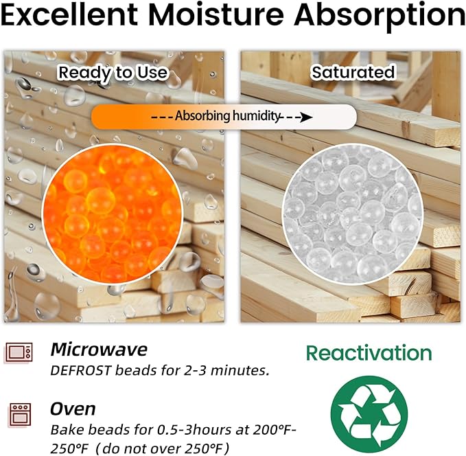 [37.5 LBS] Orange Premium Indicating Silica Gel Beads (Industry Standard 3-5 mm) - Reusable Desiccant Beads Silica Gel Dehumidifier