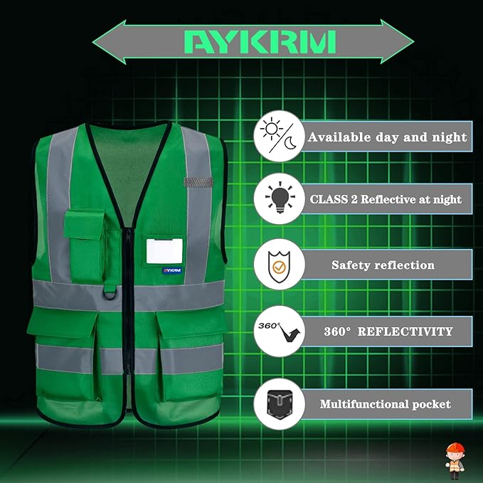 A-SAFETY High Visibility Reflective Safety Vest Customize Logo (XS-8XL)