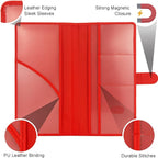 Car Registration and Insurance Holder, Leather Magnetic Shut Vehicle Glove Box Organizer for Document, Card, Driver License, Red