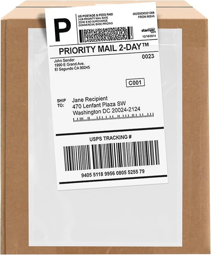 1000 Count 7" x 10" Shipping Label Envelopes, Clear Packing List Pouches with Self-Adhesive Back, Top Loading for Shipping Labels Sleeves, for Packing Slips, Labels Invoices & Paperwork. GPI