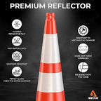 GECCO ™ (216 Cones per Pallet) 36 Inch 10 Lb Heavy Tall Orange Traffic Cones in Bulk | Large Safety Cones, Orange Cones, Parking Cones, Construction Cones | PVC Plastic & Black Base - [PRO Series]