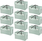 VENO 10 Pack Moving Bags and Large Christmas Decoration Storage Bins with lids. Alternative to Moving Boxes, Packing Supplies for College. Heavy Duty Totes (Shiny Light Green, 10 Pack)