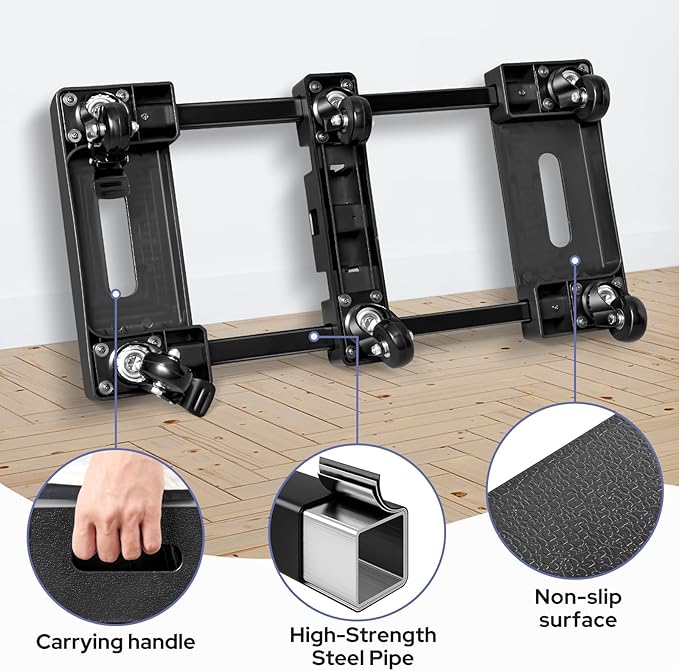 KEDSUM Furniture Dolly with 6 Swivel Casters, Expandable Moving Dolly, 24in-12in Furniture Movers with Wheels, Flat Dollies Brake Wheels, Max 1600LBS Capacity, 2 Pack